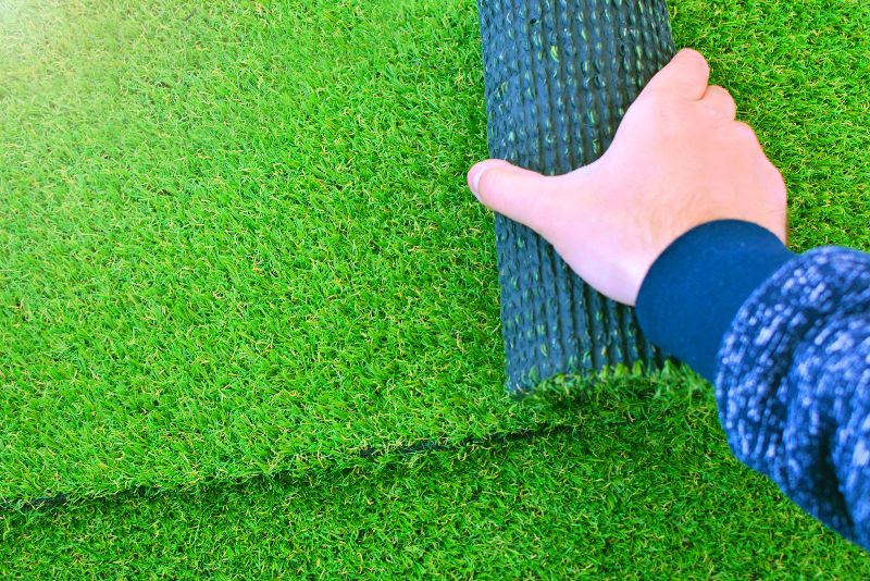 Roll of premium synthetic turf ready to be laid at a Central Coast job