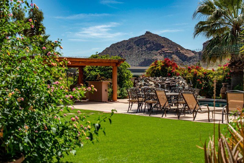 patio with artificial lawn