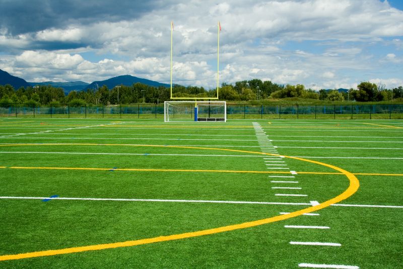 Sports field surface finished with synthetic grass on the Central Coast