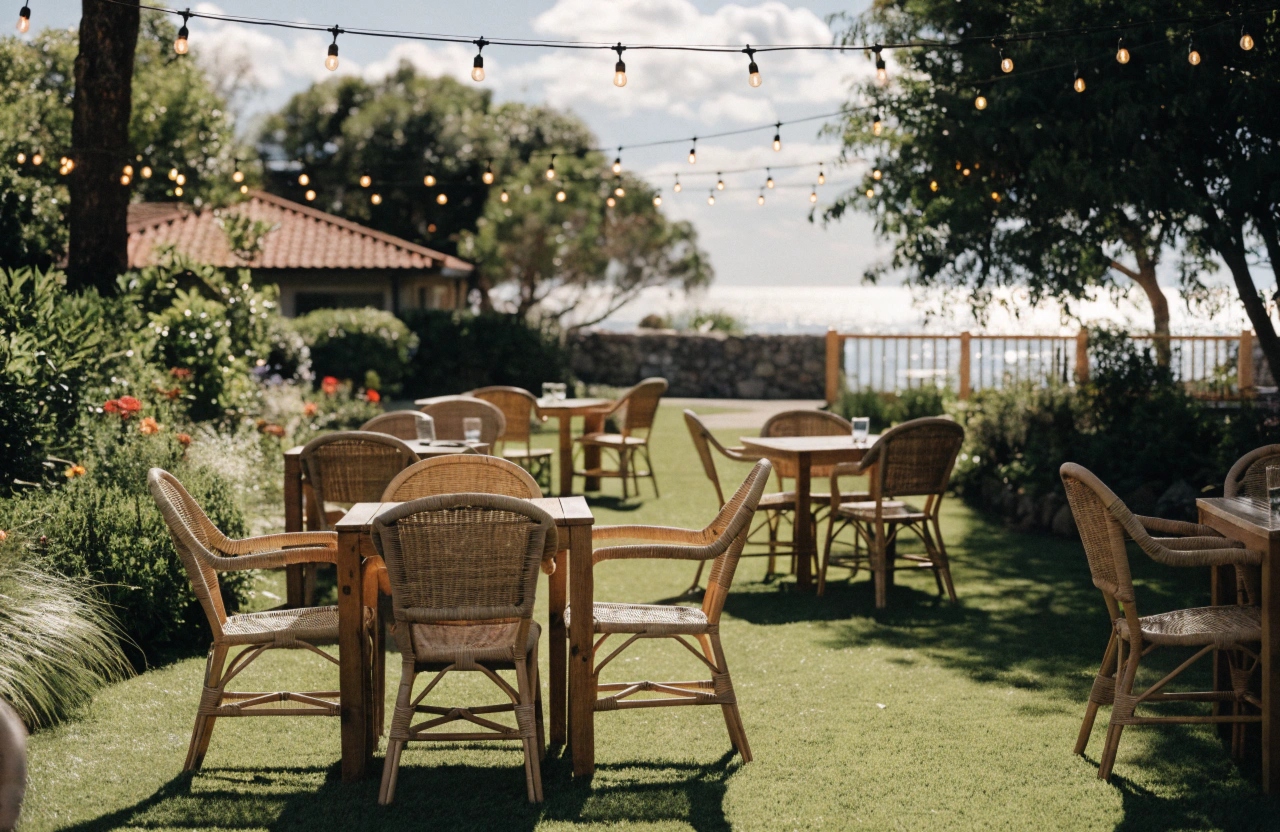 Artificial grass surface in a Central Coast restaurant outdoor dining area
