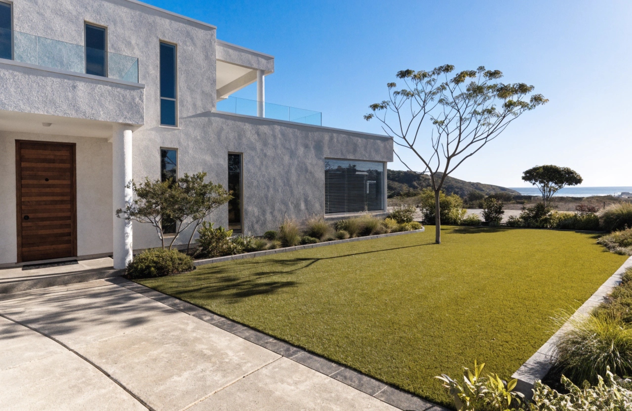 Premium synthetic turf front yard installation at Toowoon Bay home