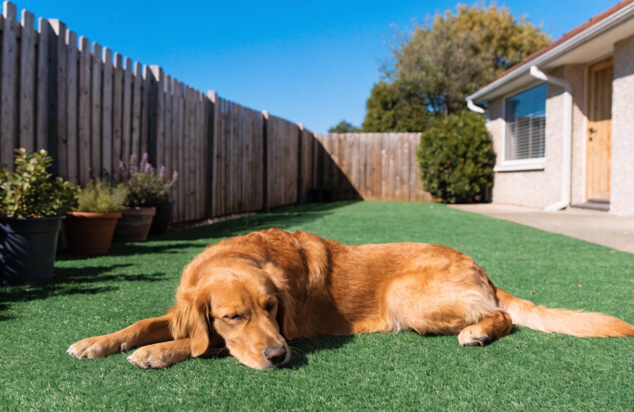 Pet-friendly artificial grass lawn in a Gorokan home backyard