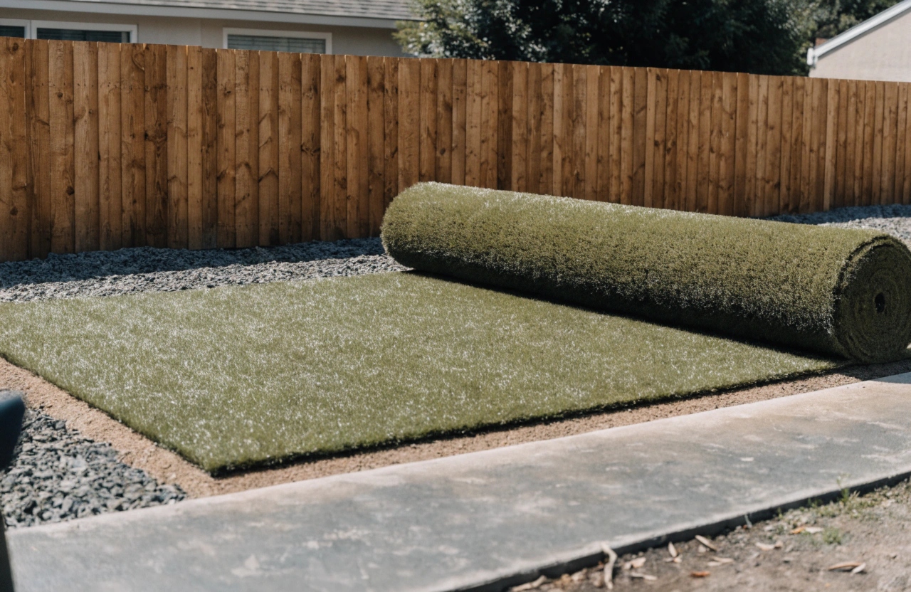 Artificial grass installation process at a Gorokan residential property